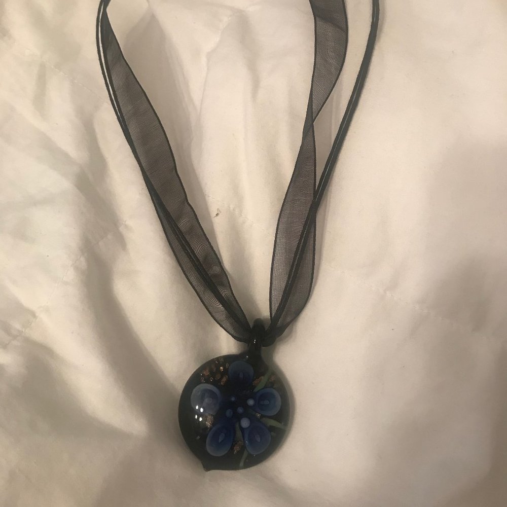 Blue Flower Pendant Necklace